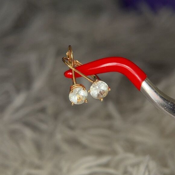 14k Gold Round Gem Earrings - Picture 3 of 10